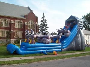 Log Mountain Water Slide Commercial Wet/Dry Single Lane Slip and Slide Splash Surf Moonwalk 